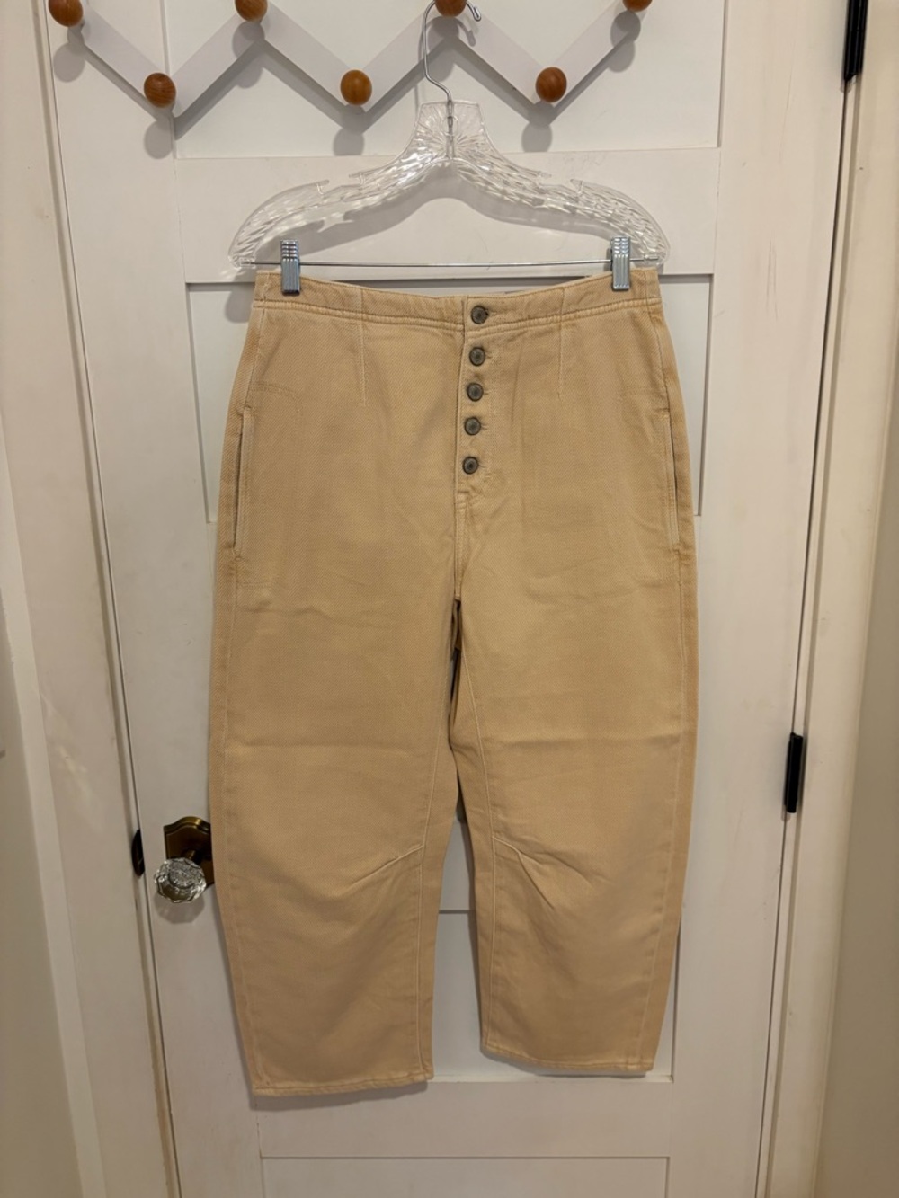 We The Free Osaka Mid rise Barrel Corduroy Pants in Tan